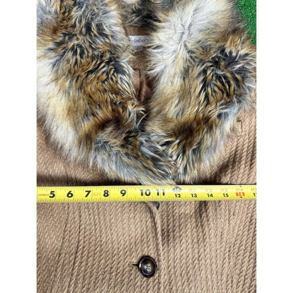 LIZ CLAIBORNE Ladies Coat Wool Blend Faux Fur Collar Size Medium - Picture 5 of 7